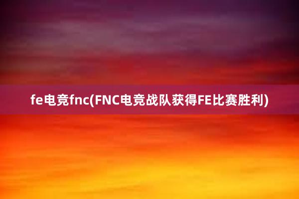 fe电竞fnc(FNC电竞战队获得FE比赛胜利)