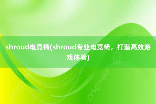 shroud电竞椅(shroud专业电竞椅，打造高效游戏体验)