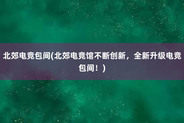 北郊电竞包间(北郊电竞馆不断创新，全新升级电竞包间！)