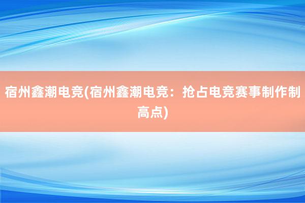 宿州鑫潮电竞(宿州鑫潮电竞：抢占电竞赛事制作制高点)