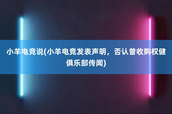 小羊电竞说(小羊电竞发表声明，否认曾收购权健俱乐部传闻)