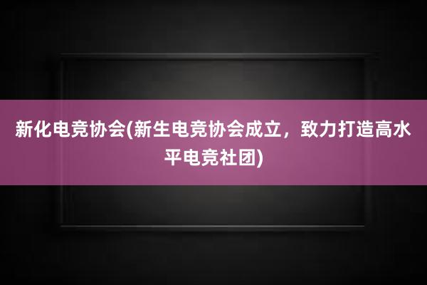 新化电竞协会(新生电竞协会成立，致力打造高水平电竞社团)