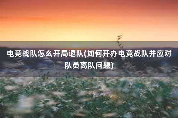 电竞战队怎么开局退队(如何开办电竞战队并应对队员离队问题)