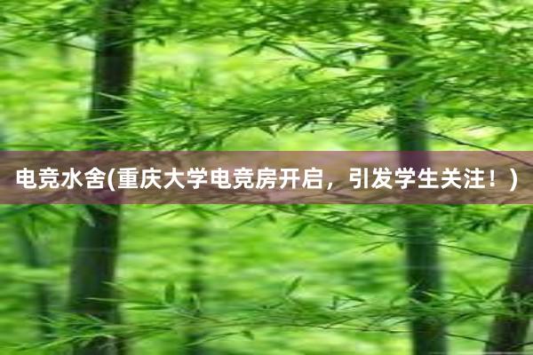 电竞水舍(重庆大学电竞房开启，引发学生关注！)