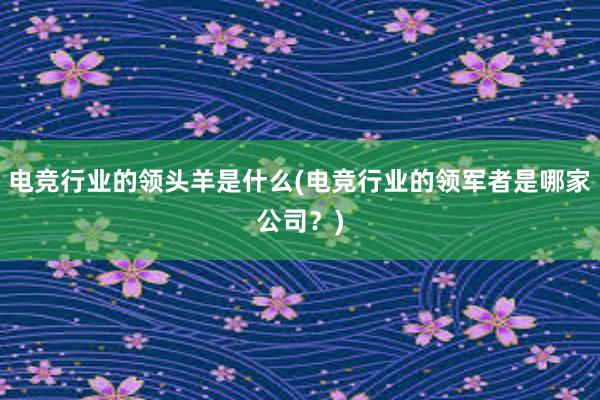 电竞行业的领头羊是什么(电竞行业的领军者是哪家公司？)