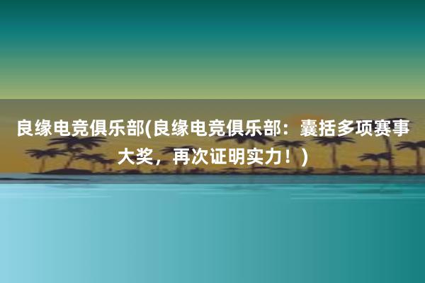 良缘电竞俱乐部(良缘电竞俱乐部：囊括多项赛事大奖，再次证明实力！)