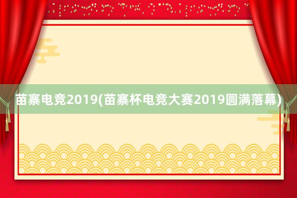 苗寨电竞2019(苗寨杯电竞大赛2019圆满落幕)