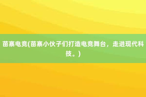 苗寨电竞(苗寨小伙子们打造电竞舞台，走进现代科技。)