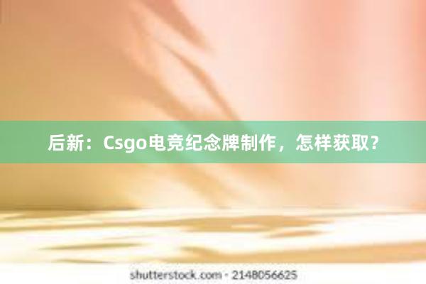 后新：Csgo电竞纪念牌制作，怎样获取？