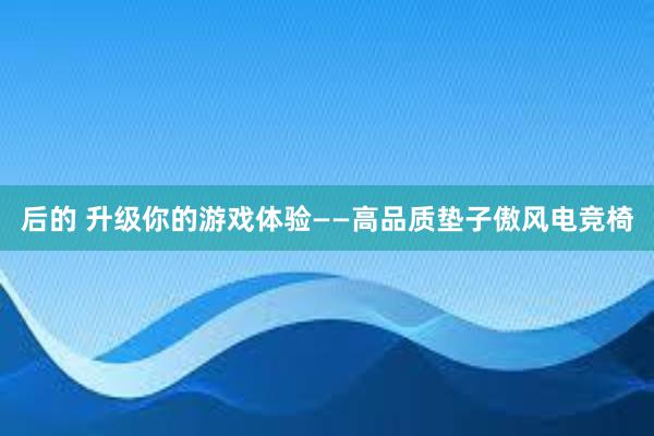 后的 升级你的游戏体验——高品质垫子傲风电竞椅