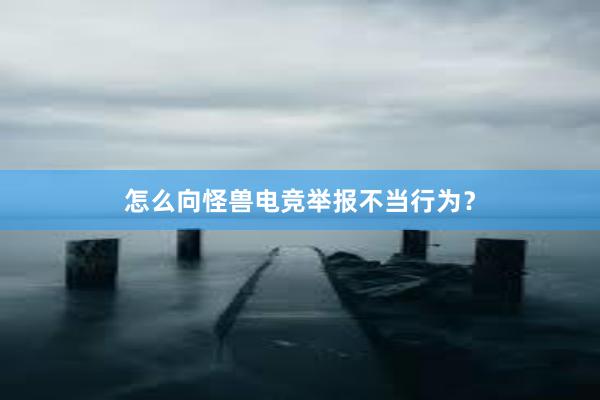 怎么向怪兽电竞举报不当行为？