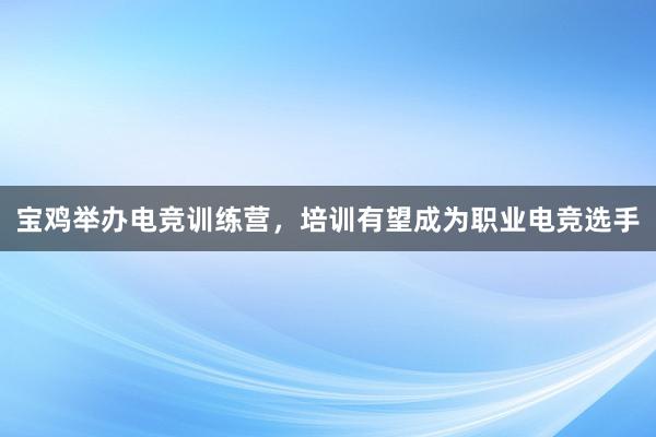 宝鸡举办电竞训练营，培训有望成为职业电竞选手