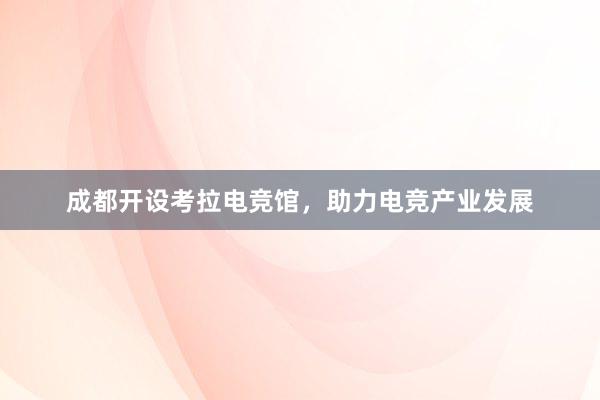 成都开设考拉电竞馆，助力电竞产业发展