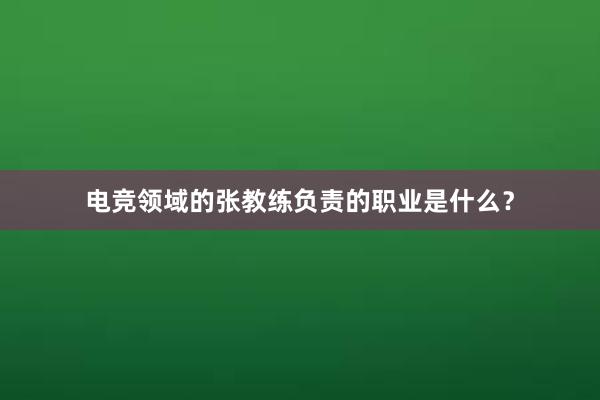 电竞领域的张教练负责的职业是什么？