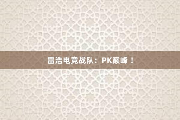 雷浩电竞战队：PK巅峰 ！