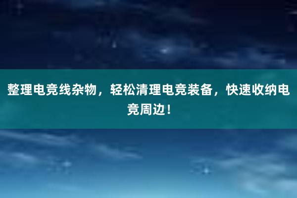 整理电竞线杂物，轻松清理电竞装备，快速收纳电竞周边！