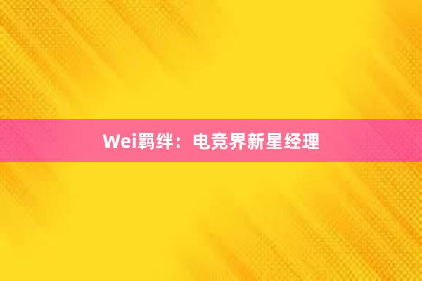 Wei羁绊：电竞界新星经理