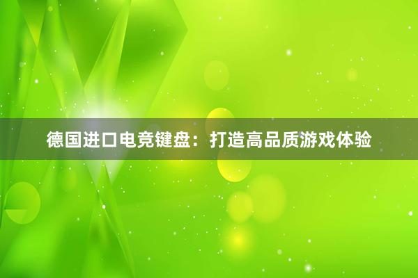 德国进口电竞键盘：打造高品质游戏体验